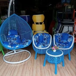 BUNDLING KURSI AYUNAN GANTUNG PEER DAN KURSI TERAS BREKELE ROTAN SINTETIS SET CUSHION BANTAL DUDUKAN / DESAIN MINIMALIS MODERN TOKO UTAMA FURNITURE TYPE 2