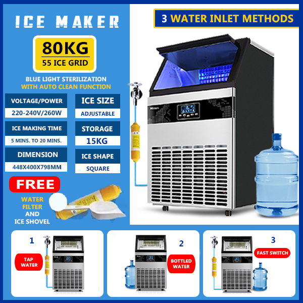 Heavy duty automatic ice maker machine 40kg 60kg 80kg single and double