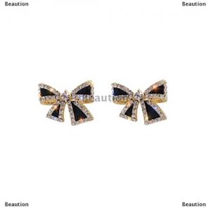 [COD] Beaution New Trendy Inlaid Rhinestone Bowknot Stud Earrings For Women Personality Unique Design Earrings Wedding Jewelry Birthday Gift