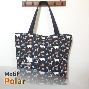 TAS TOTE BAG BESAR JUMBO KANVAS MOTIF Totebag canvas belanjaan wanita laundry londry pakaian - TBJKM TW