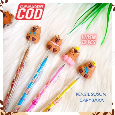 SELUSIN (12 PCS) PENSIL SUSUN CAPPYBARA CAPYBARA KAPIBARA KARAKTER KARTUN BENSIA PELURU REFILL BISA ISI ULANG KARAKTER UNIK MURAH PENCIL ALAT TULIS KANTOR SEKOLAH MURAH TERMURAH COD