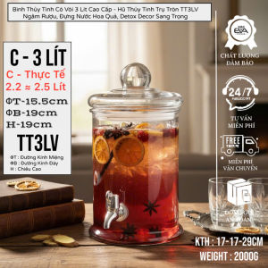 Bình Thủy Tinh Có Vòi Dáng Trụ Trơn Dùng Ngâm Rượu Đựng Nước Detox Hoa Quả Decor Tiệc Nhiều Dung Tích 3L - 25L