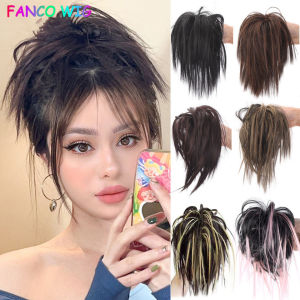 Messy Straight Claw Hair with clip Bun hair extension human hair washable Chignon Extension Scrunchy Wrap Updo False Ponytail Extension For Women