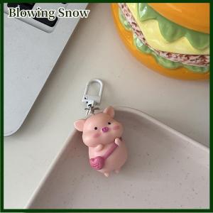 Blowing Móc khóa hình động vật lợn dễ thương vui nhộn ba chiều Móc khóa móc khóa điện thoại di động Phụ kiện trang trí mặt dây chuyền