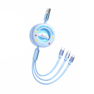 Sanrio Hello Kitty Cáp Sạc 3 Trong 1 Rút Gọn Sạc Nhanh Type C Lightning Micro USB Dây TPU Bền Bỉ Tiện Lợi SS-719
