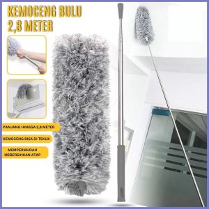 Kemoceng Microfiber Bulu 2.8m 280cm Pembersih Debu Atap Plafon Langit Rumah Panjang Telescopic Tarik Tekuk Flexsible