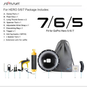 SOONSUN Dome Port for GoPro Hero 5 6 7 or 8 or 9 10 11 12 Black Dive Cover Waterproof Case for Go Pro 7 White / Silver Dome Port
