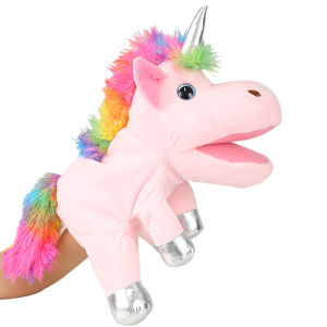 Cartoon unicorn color hand puppet children stuffed plush toy