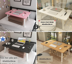 Bàn học gấp gọn ngồi bệt mặt bàn bằng gỗ chân nhựa bàn hình chữ nhật