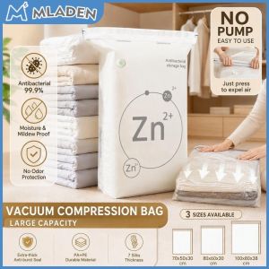 MLADEN No Pumping Antibacterial Vacuum Compression Bag Travel Home Clothes Quilt Vacuum Storage Seal Bag