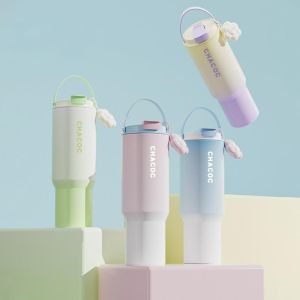 [COD]Tumbler Aesthetic 900ml/Tumbler Stainless Steel 304/Tumbler Bunga Estetik/Dingin Dengan Tali /Double Wall Vacuum Insulation Botol Minum  Panas Dingin Dengan