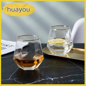 huayou European Style Edged Plastic Hexagonal Household Transparent Whiskey Glass Hexagonal Foreign Wine Glass