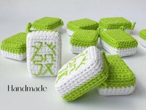 Handmade Crochet Mahjong Tiles Keychain PlushGood Luck Bag Pendant Gift麻将发 Adorable Gift For Mahjong Lover
