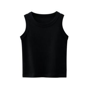2023 Summer Children Vest for Boy Kids Girls Red Black White Solid Tops Undershirts Kids Comfortable and Breathable Clothing