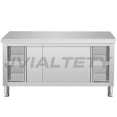 JVIALTETY Kitchen Workbench 304 Thickened Stainless Steel Workbench Kitchen Cabinet Sliding Door Integrated Cabine Workbench with bracket