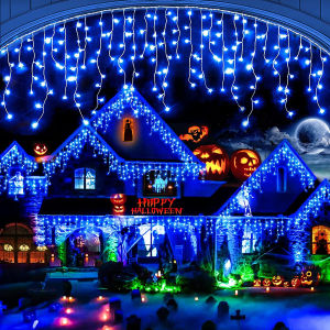 ไฟแถบน้ำแข็งคริสต์มาสกันน้ำกลางแจ้ง4ม.ไฟสาย LEDเชื่อมต่อกันม่านแสงไฟไฟประดับชายคาประดับลานสวนโคมไฟรอมฎอน