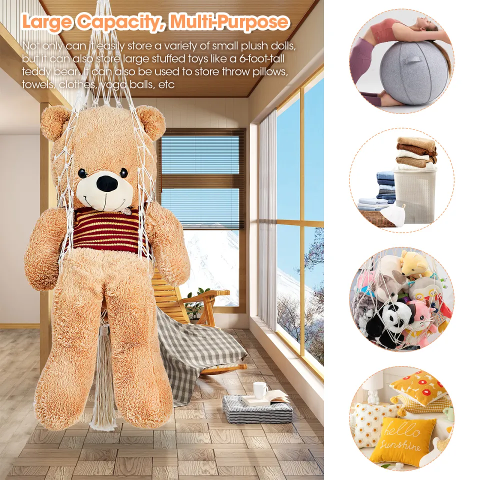 Novel Stuffed Animal Net Or Hammock Macrame Plush Toy Display- One