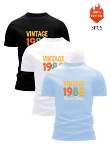 3 Pack Mens 100 Cotton Graphic Tees Casual Summer Breathable Cool High Quality Trendy Tops Streetwear Essentials