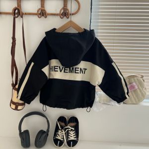 Rolanko Spring Autumn Coat Boys Girls Windproof Hooded Jacket Kids Sports Zippered Waterproof Dust Coat Cute Children Clothing 2-9 Years