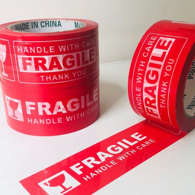 2 inches x 100m Fragile Packaging Tape Fragile Tape with FRAGILE HANDLE ...