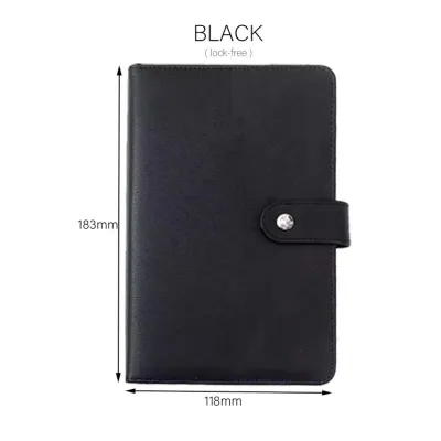 Binder A6 Daun Longgar Macaroon PU dengan Kunci Password Buku Catatan Kulit Buku Catatan Keuangan Keuangan Keluarga Buku Tabungan Uang Saku