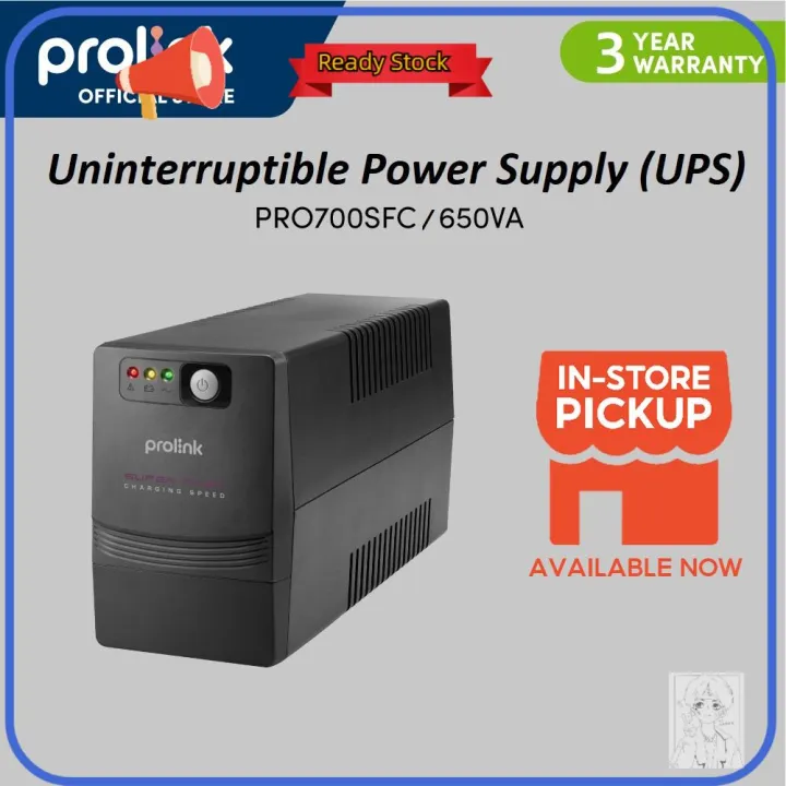 ⭐ ⭐PROMOTION⭐ ⭐ ☟3-YEAR WARRANTY Prolink 650VA 360W(TRUE) UPS backup power supply with AVR for Computer Modem Router PRO700SFC♙