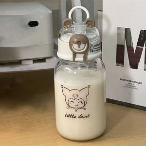 GUOYIHUA 500MLถ้วยน้ำเด็ก Sanrio น่ารักการ์ตูนหมีน้อยฟางถ้วยตกทนแบบพกพาเด็กถ้วยน้ำพลาสติก