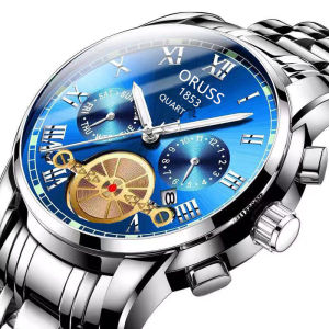 Swiss Brand High Quality ORUSS Mens Watch Fashion Business Original Quartz Watches Solid Stainless Steel Waterproof Luminous Date Display