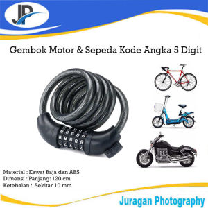 Gembok Motor & Sepeda Kode Angka 5 Digit