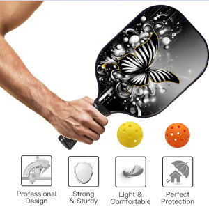 Pickleball Paddle 1 Racket & 2 PickleballsFiberglass Face Ultra Perforated Cushion GripGift For Women Men ID 60531-154746726