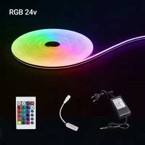 PAKET LED NEON FLEX RGB RUNNING 5M / 10MDC 12V/24V SENSOR SUARA BUAT TULISAN DINDING TINGGAL COLOK