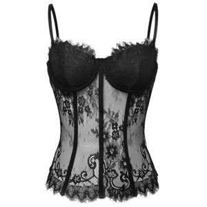 Women Lace Floral Tanks Top Slings Tube Top Bustier Vest Crop Top Corset Bra Summer Dances Party Raves Outfit Clubwear