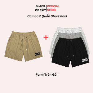 (Combo 2 Quần Short Kaki) BLACK OF EXIT chữ Signature Bản Nâng Cấp đường may