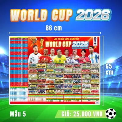 LỊCH THI ĐẤU WORLD CUP 2026 KÍCH THƯỚC LỚN - POSTER TREO TƯỜNG CÓ Ô GHI TỈ SỐ CẬP NHẬT ĐẦY ĐỦ CHI TIẾT TỪNG TRẬN Y ẢNH