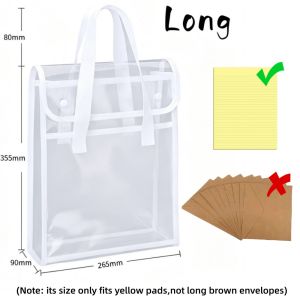 Long Clear Bag Double-layer File Bag Waterproof Exam Specific Transparent Bag with Handle