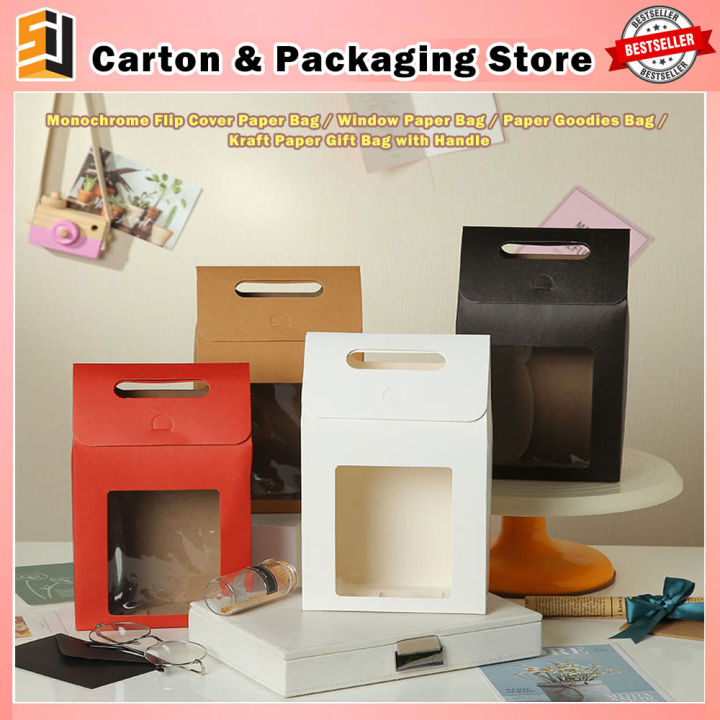 Monochrome Flip Cover Paper Bag / Window Paper Bag / Paper Goodies Bag
