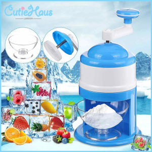 Cutiehaus Mini Hand Crank Ice Shaving Machine Manual Ice Crusher Snow Cone Making Tools With Measuring Cup Kitchenware Mesin Serut Ais Engkol Tangan Mini Manual Penghancur Ais
