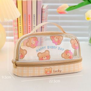 VIVIDI Student Large Capacity Double Layer Pen Bag Pencil Case School Supplies Pencil Box