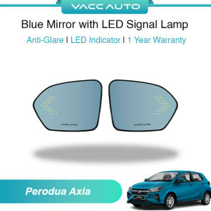 VACC AUTO Blue Mirror with LED Signal Lamp Side Rearview Winker Mirror Lens For Perodua Axia A300 2023-2027 Car Accessories