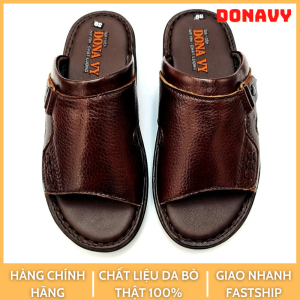 Dép nam da bò thật 100% thiết kế ô vuông tạo điểm nhấn đẹp mắt cho người mang đế siêu nhẹ đặc biệt được may full đế bao chắc chắn d3ov