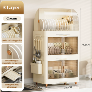 YOWXII🔥 Plastic Dish Cabinet Foldable Dish Drainer Drying dish Rack Aesthetic With Cover For Plates Bowls