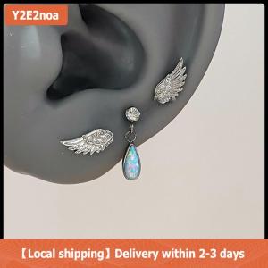 【Local shipping】 Vintage Couples Creative Angel Wings Stud Earrings Women Punk Studs Birthday Jewelry Gift