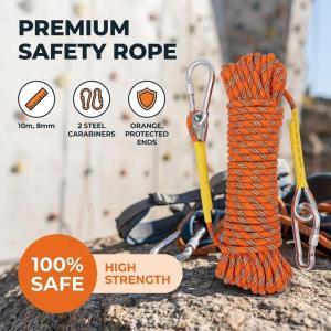 10mm Diameter Thick Safety Rope Climbing Rappelling Rescue Escape 20m with Carabiners