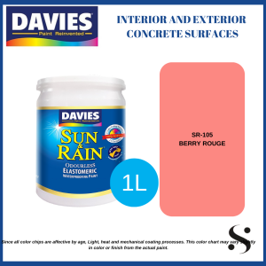 Davies Sun and Rain Elastomeric Red and Pinks For interior and exterior concrete surfaces 1Liter
