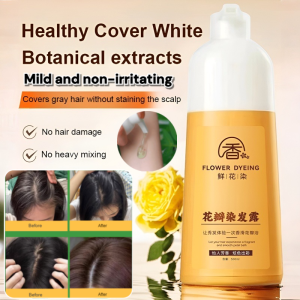 Gentle Formula Petal Hair Color Lotion Natural Plant Bubble Hair Dye Shampoo Quick Dyeing Cover Gray Hair 花瓣染发霜