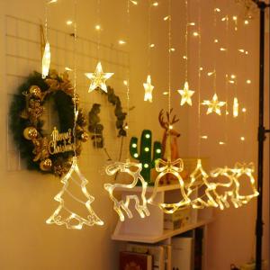 Christmas themed lights Led small flashing Lights String Lights Star Lights decorate the bedroom colorful outdoor household flashing Colored Lights Brightening Engineering Light Holiday lights Copper Lamp Jubilation Bells deer curtain lights