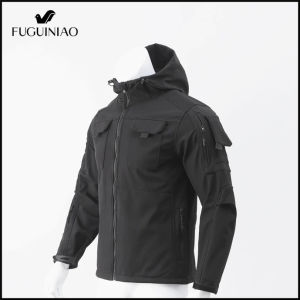 Fuguiniao Áo khoác chiến thuật không thấm nước phong cách quân sự cho nam da cá mập vỏ mềm nhiều túi áo khoác có mũ phong cách quân đội ngoài trời Áo khoác hàng hóa chịu mài mòn