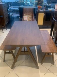 Solid Wood Dining Table With Bench Chair