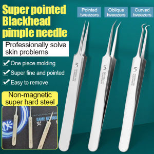 ✨ Blackhead Tweezers Stainless Steel / Pimple Comedone Extractor Tool / Precision Blemish Remover Set / Facial Care Kit - X21083106CB Stainless Steel Acne and Blackhead Tweezers