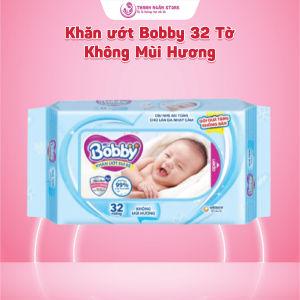 QT2 Combo 6 Gói / 15 Gói Khăn Ướt Bobby Không Mùi Hương 32 Tờ - Khăn Ướt An Toàn Cho Da Bé Nhạy Cảm - Thanh Ngân